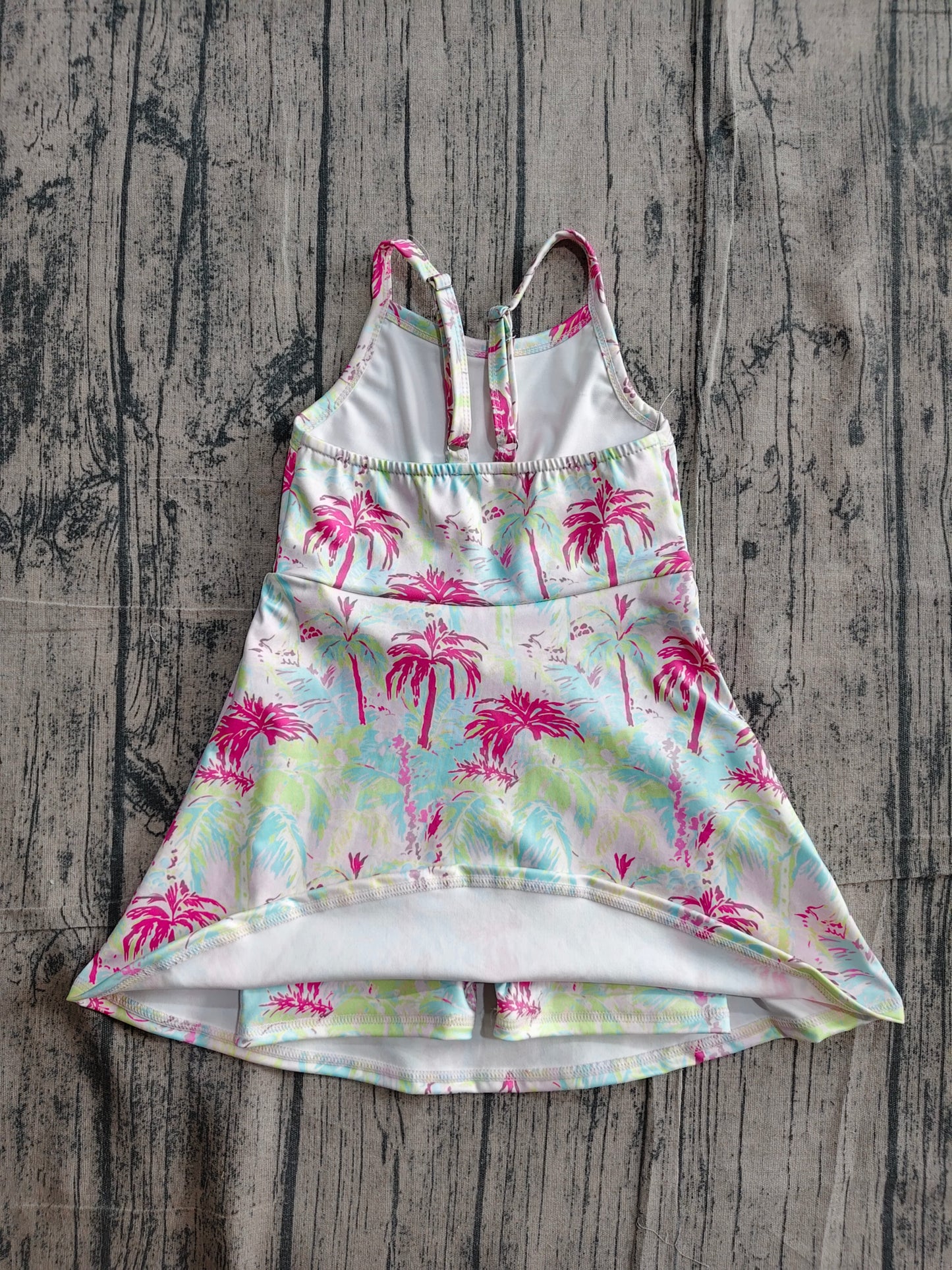 Pre order tropical Island vibe palm tree pattern abstract style athletic dress