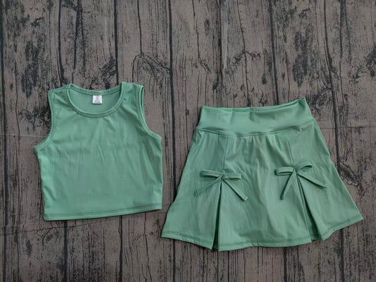 Pre order solid color active skort set girls athletic outfit