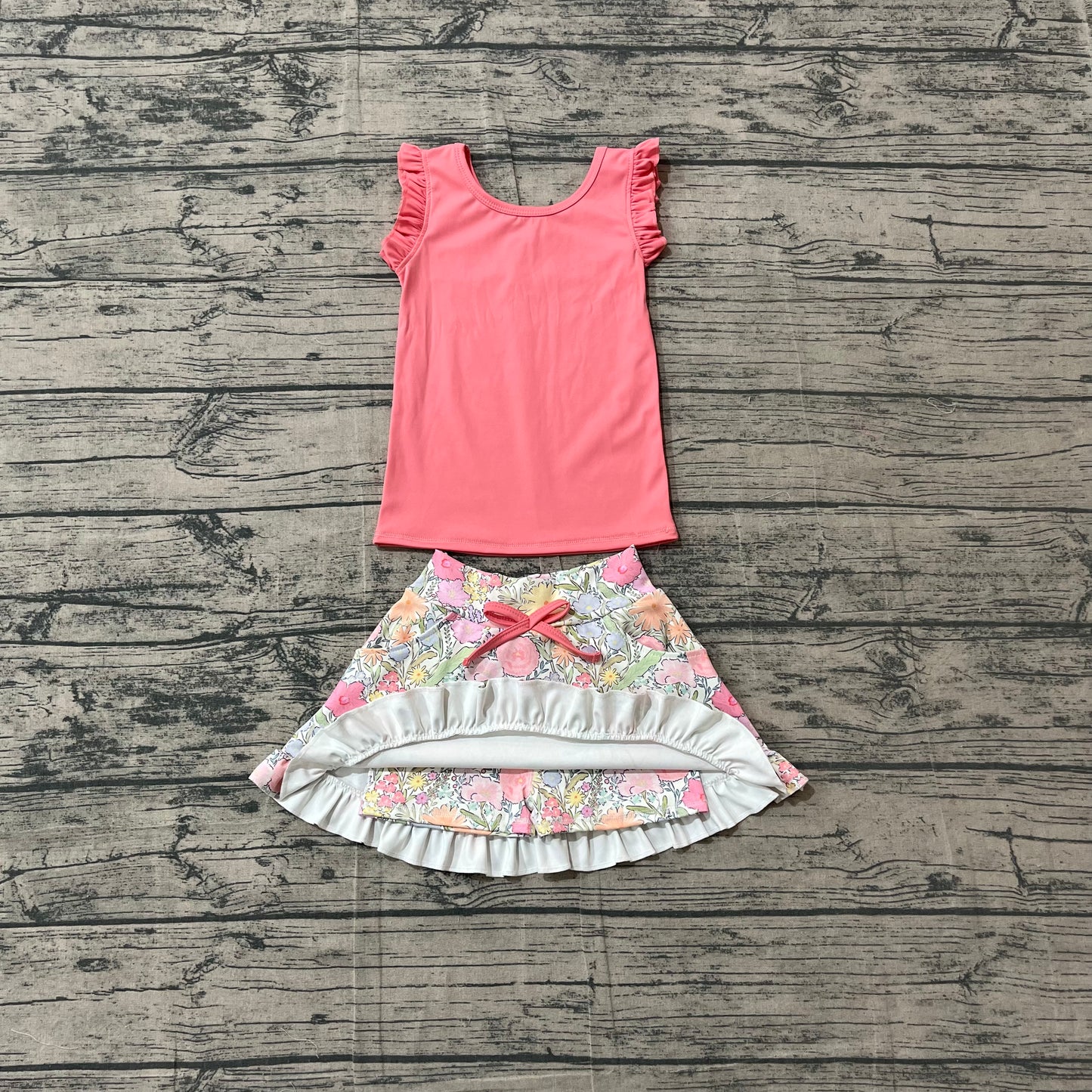 Pre order pink top floral active skort set girls athletic outfit