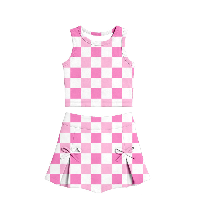 Pre order active checkered athletic skort set