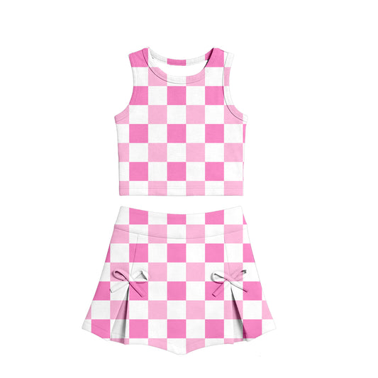 Pre order active checkered athletic skort set