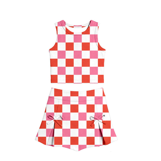 Pre order active checkered athletic skort set