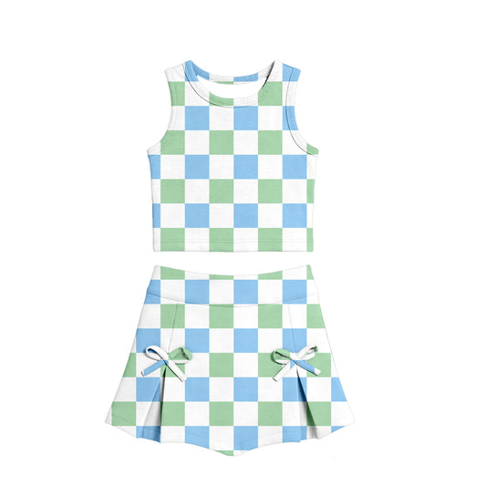 Pre order active checkered athletic skort set