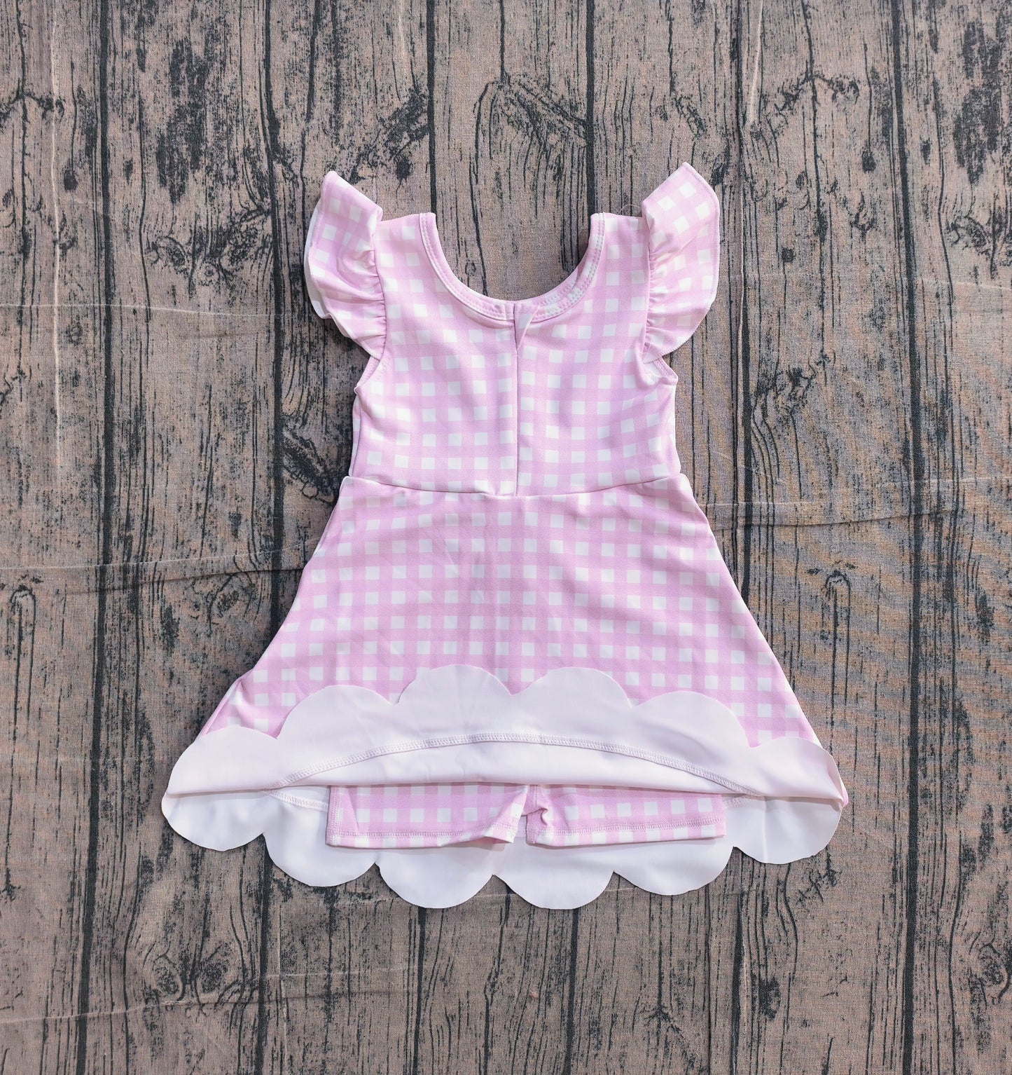 Pre order pink gingham scallop athletic skort dress