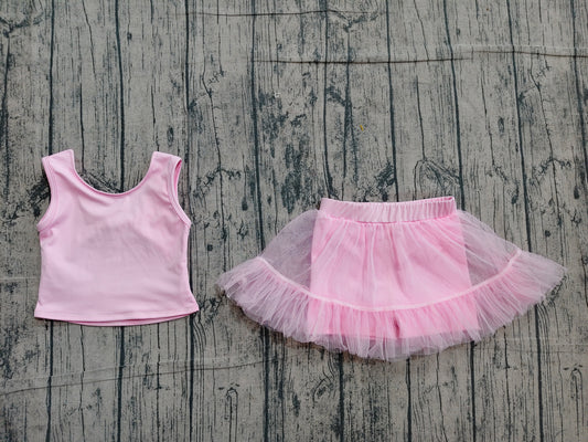 Pre order pink tulle active skort set girls athletic outfit