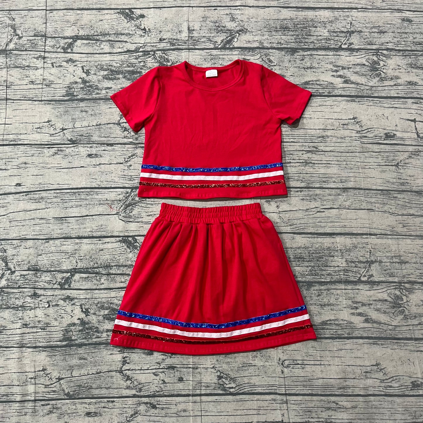 Pre order cotton red skort set summer girl clothing