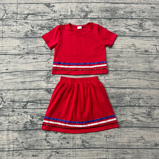 Pre order cotton red skort set summer girl clothing