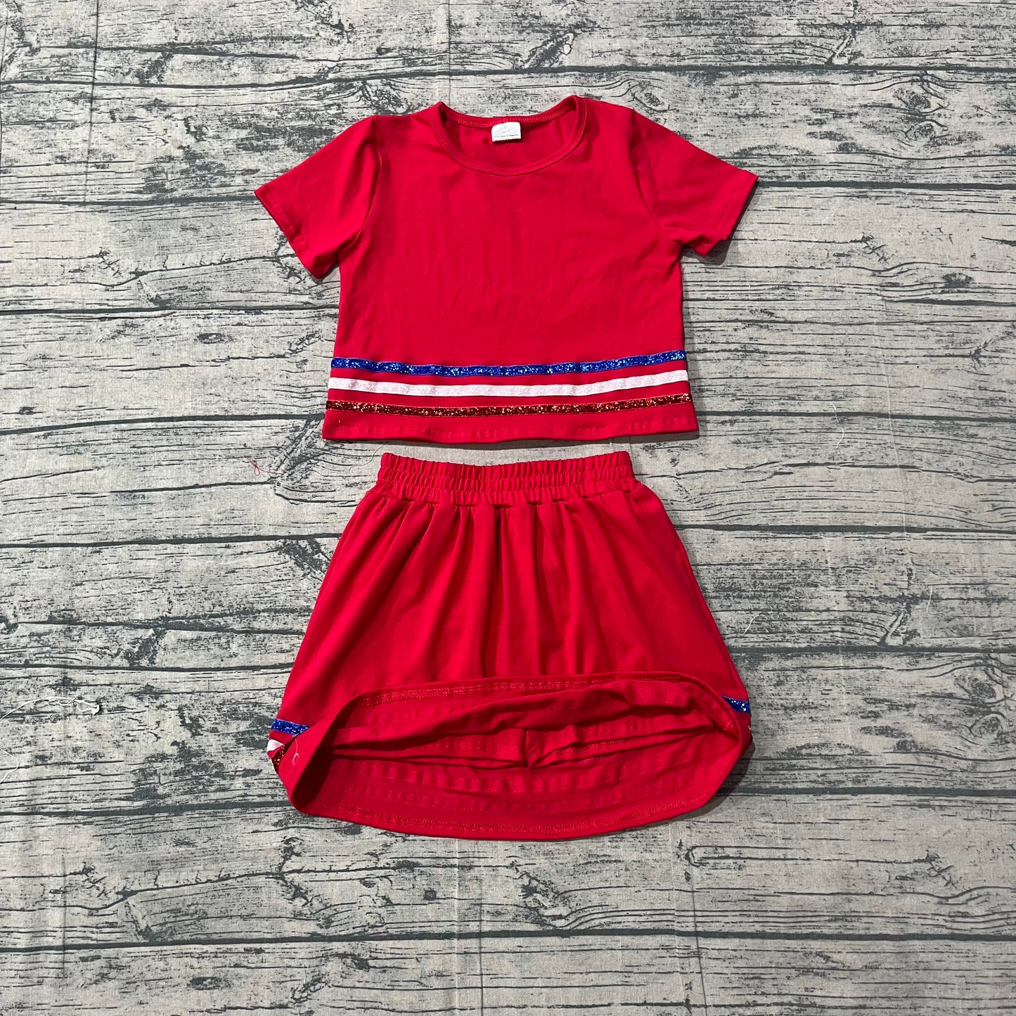 Pre order cotton red skort set summer girl clothing