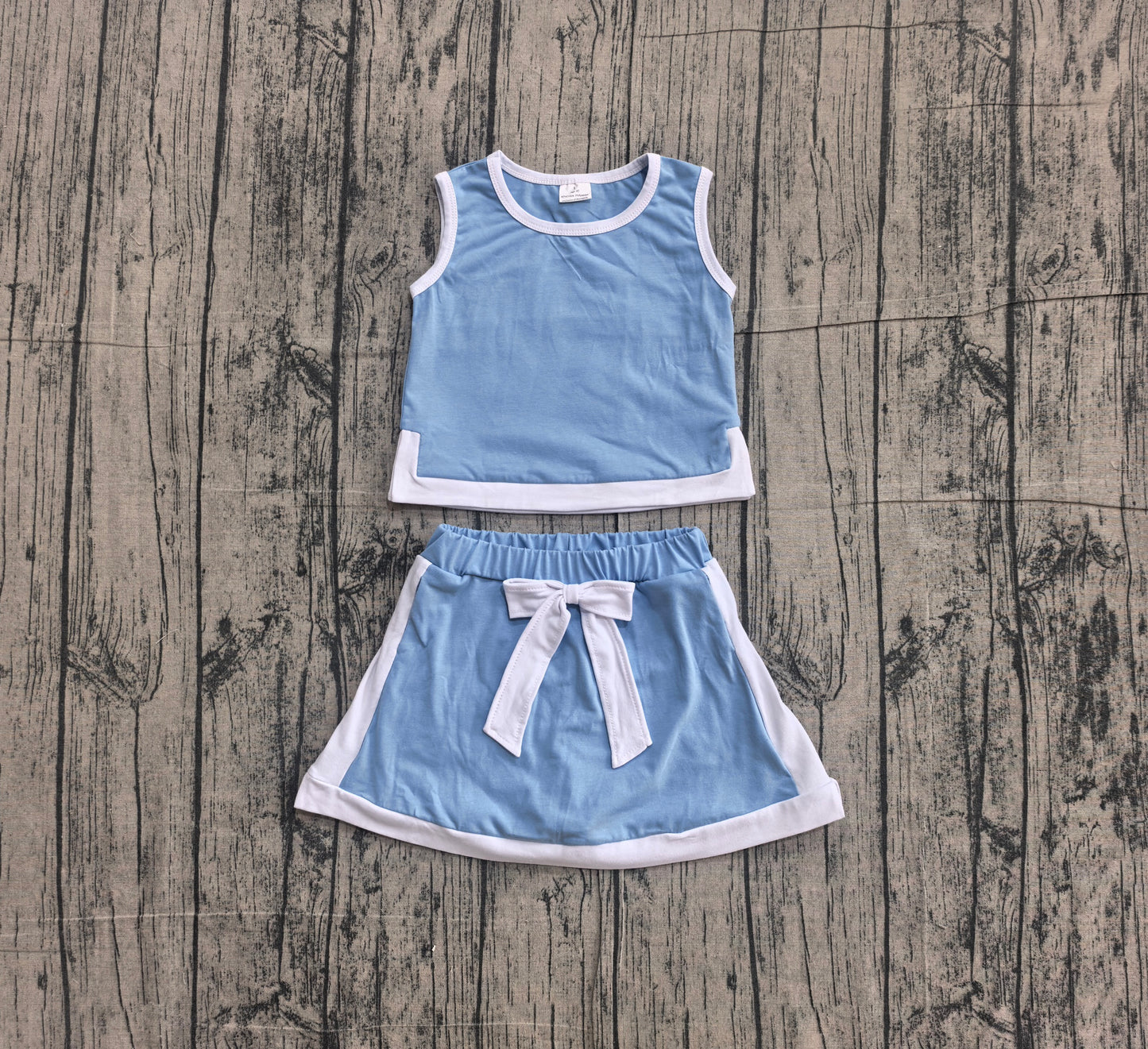Pre order cotton blue white skort set