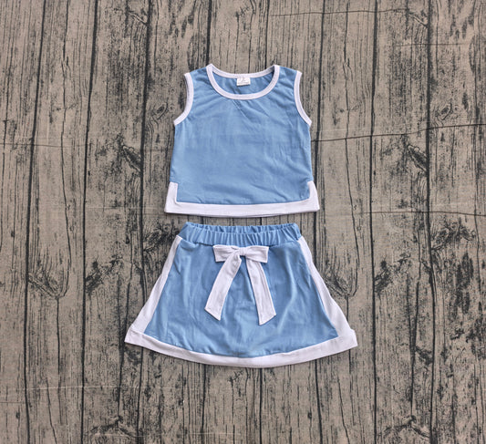 Pre order cotton blue white skort set