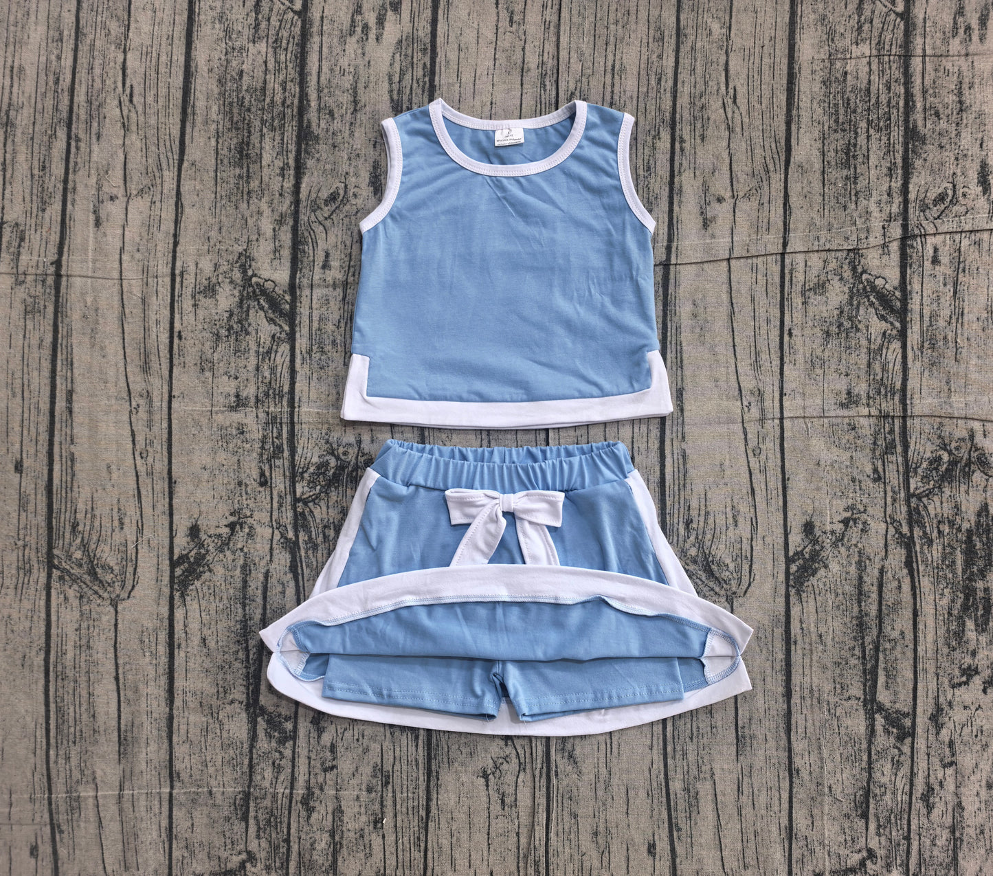 Pre order cotton blue white skort set