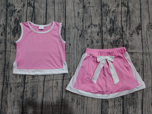 Pre order cotton pink white skort set