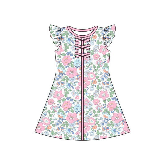 Pre order pink flower shirt dress