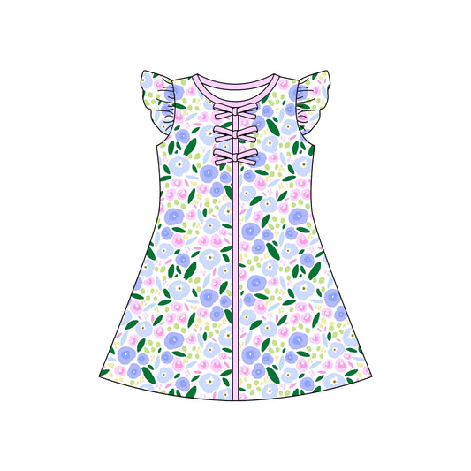Pre order flutter sleeve floral shirt dress