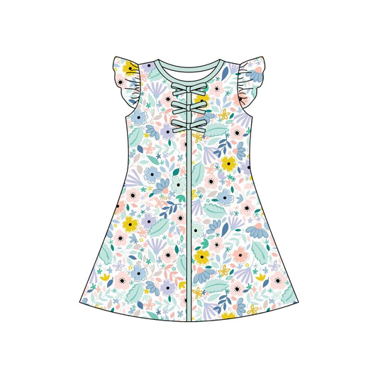 Pre order flutter sleeve floral shirt dress