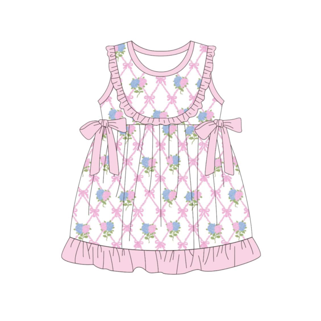 Pre order pink bow flower ruffle dress