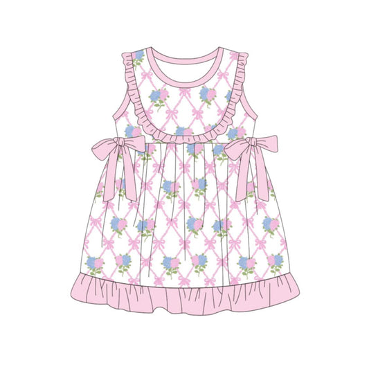 Pre order pink bow flower ruffle dress