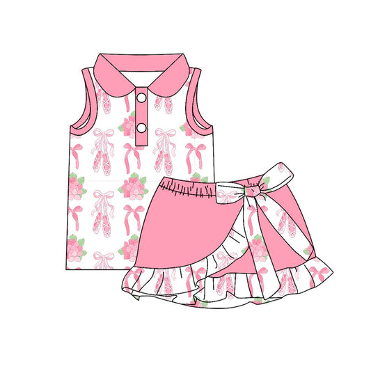 Pre order ballet bow skirt set kids clothing