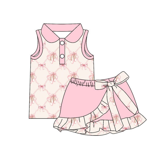Pre order ballet bow skirt set kids clothing
