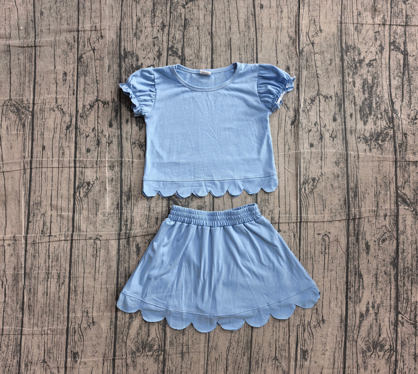 Pre order blue scallop skort set