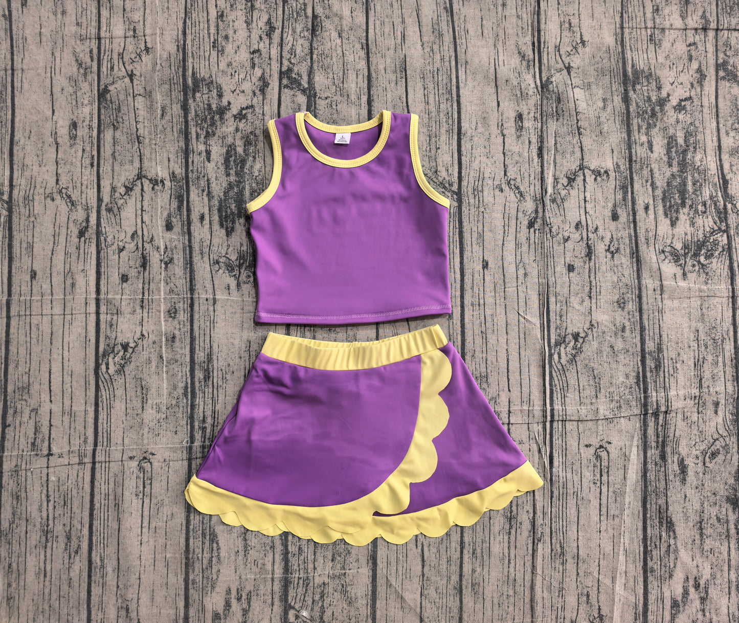 Pre order solid scallop active skort set girls athletic outfit