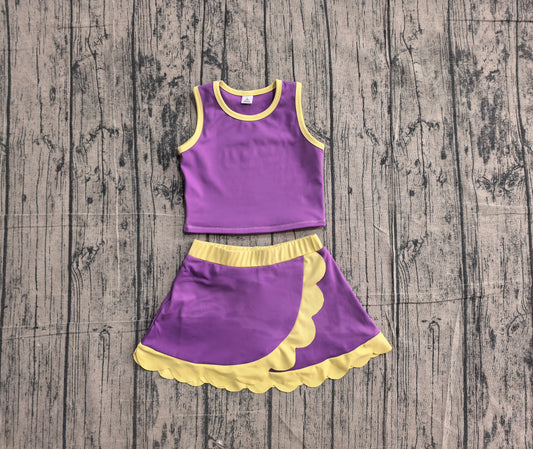 Pre order solid scallop active skort set girls athletic outfit