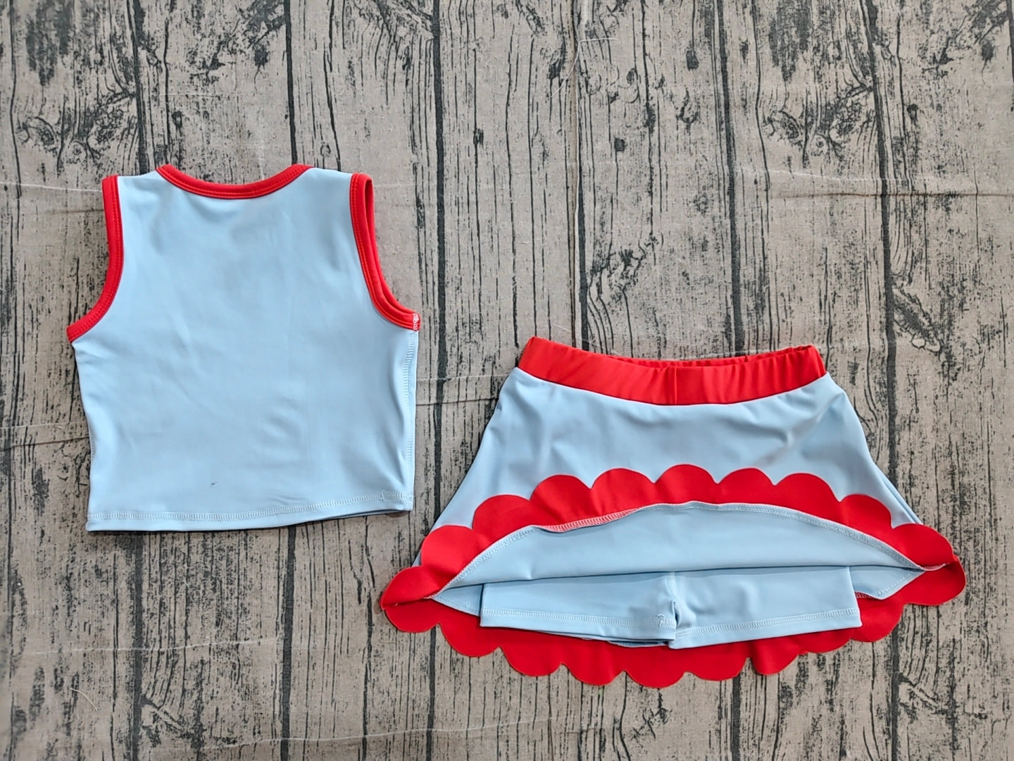 Pre order solid scallop active skort set girls athletic outfit