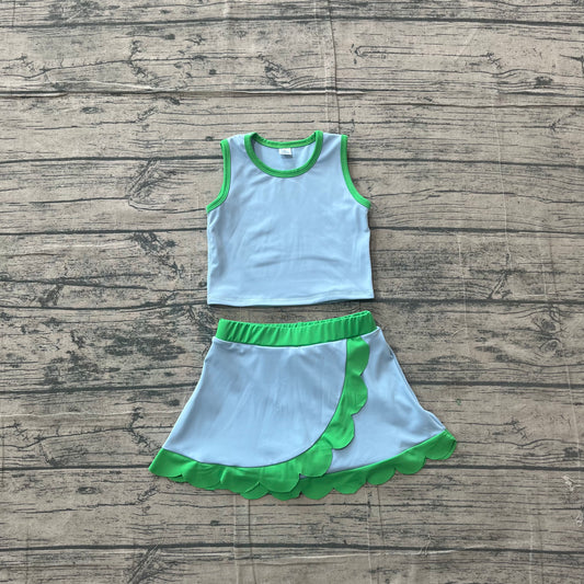 Pre order solid scallop active skort set girls athletic outfit