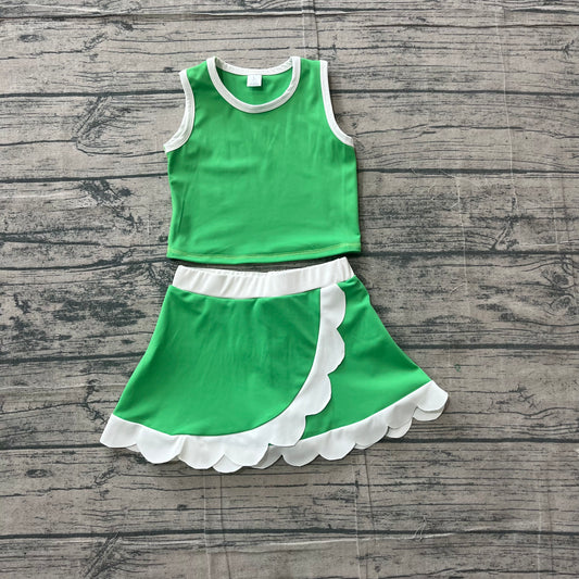 Pre order solid scallop active skort set girls athletic outfit