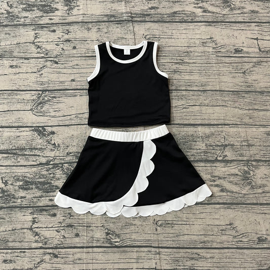 Pre order solid scallop active skort set girls athletic outfit