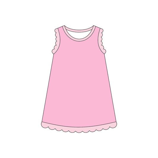 Pre order solid pink scallop dress