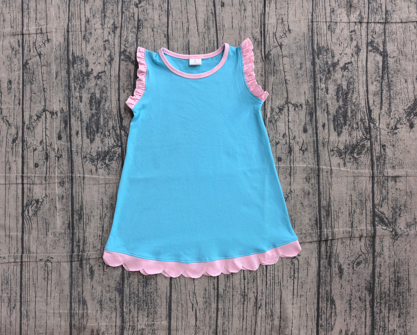 Pre order solid color scallop dress pink blue