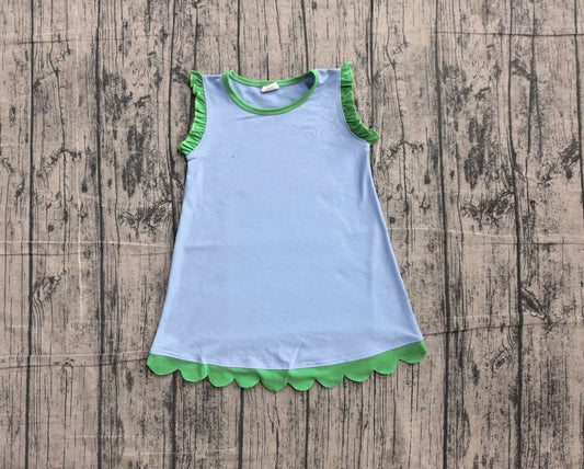 Pre order solid color scallop dress green blue
