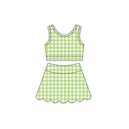 Pre order active gingham tank scallop skort set girls athletic outfit