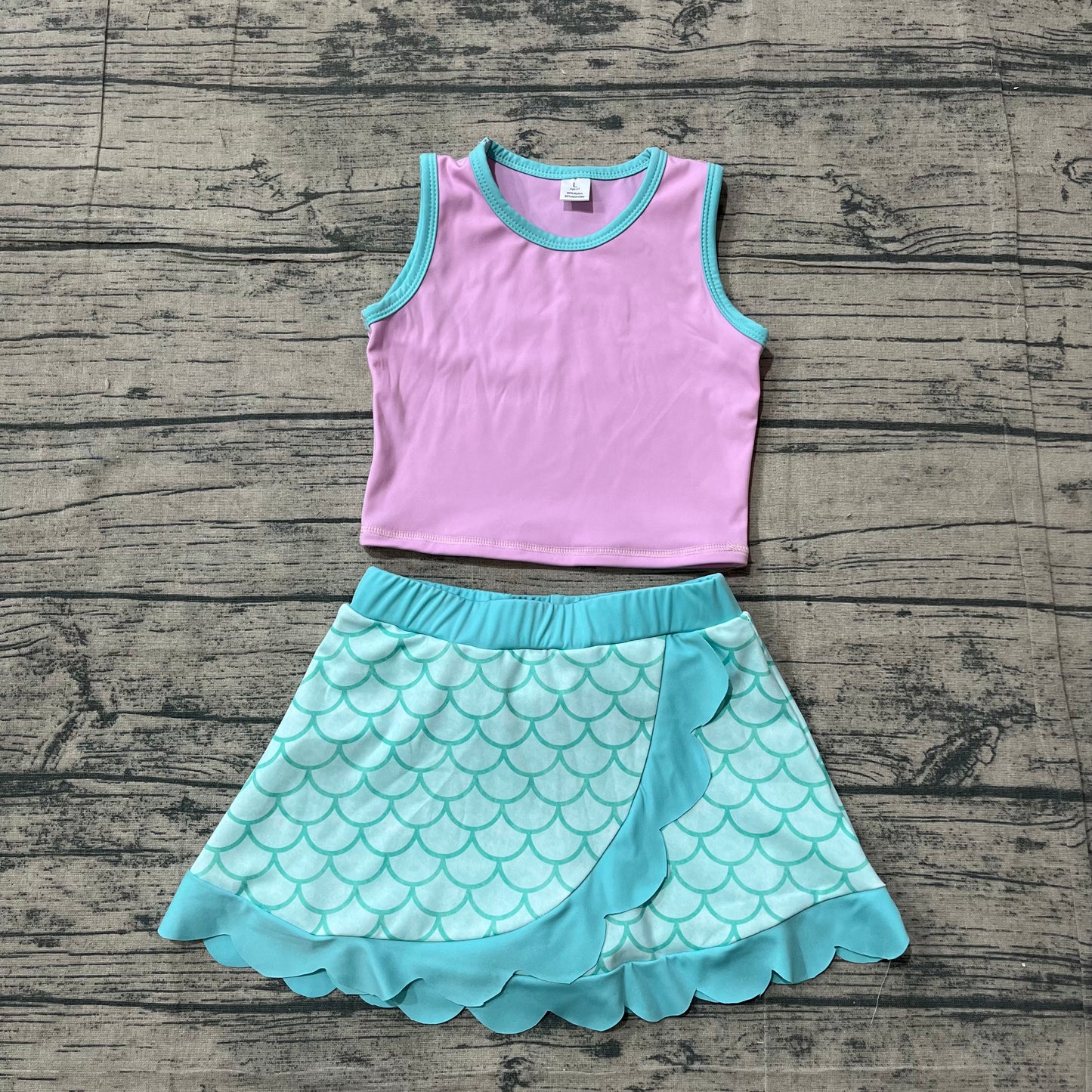Pre order active mermaid tank scallop skort set girls athletic outfit