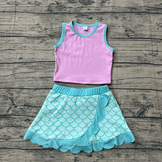 Pre order active mermaid tank scallop skort set girls athletic outfit