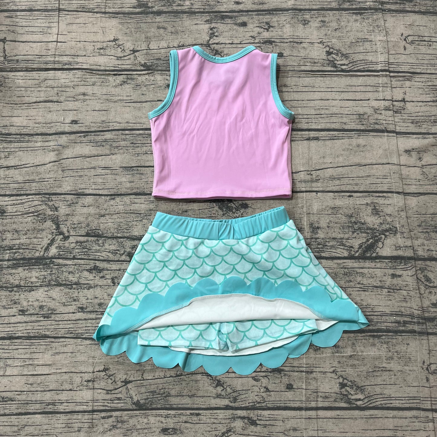 Pre order active mermaid tank scallop skort set girls athletic outfit