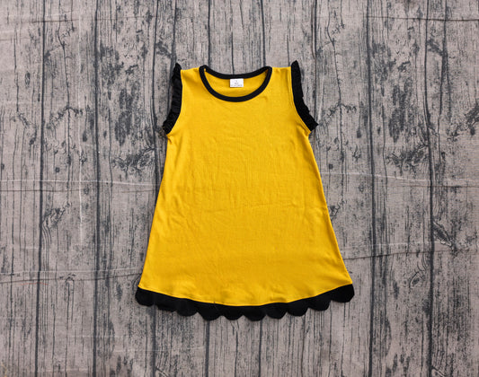 Pre order solid color scallop dress gold black