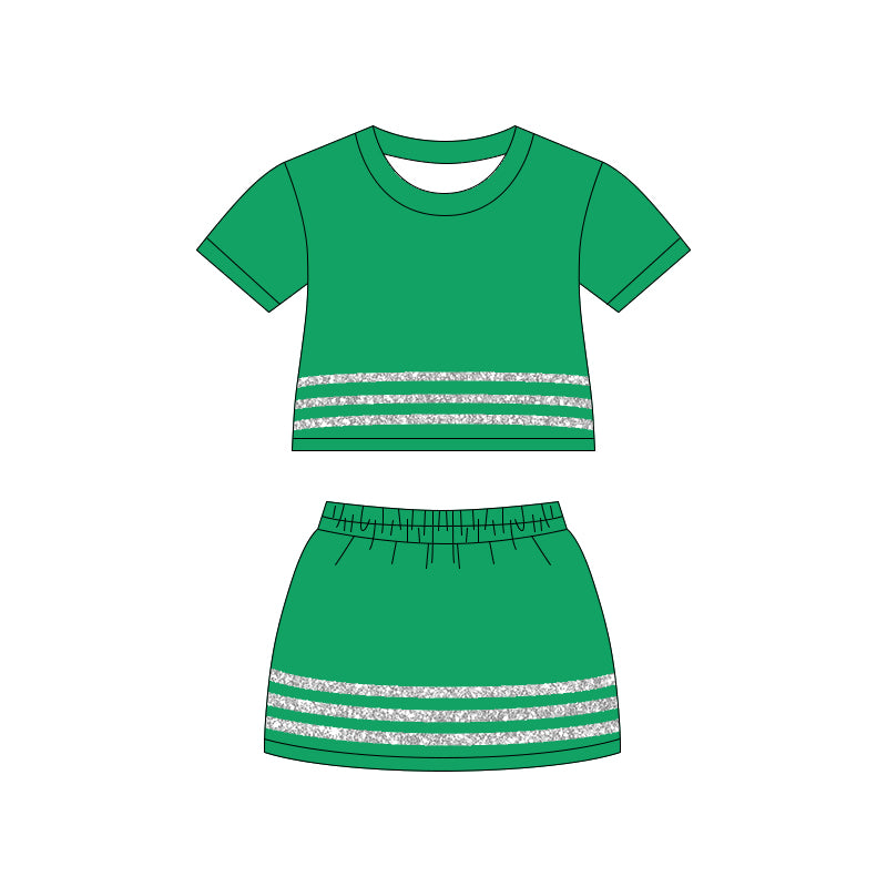 Pre order cotton green skort set summer girl clothing