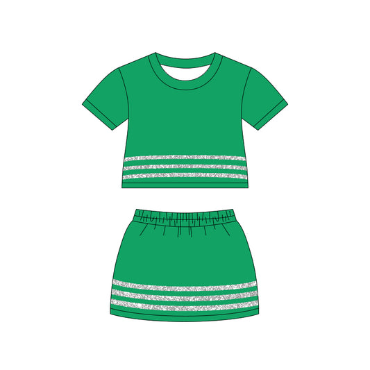 Pre order cotton green skort set summer girl clothing