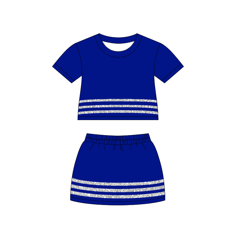 Pre order cotton royal blue skort set summer girl clothing