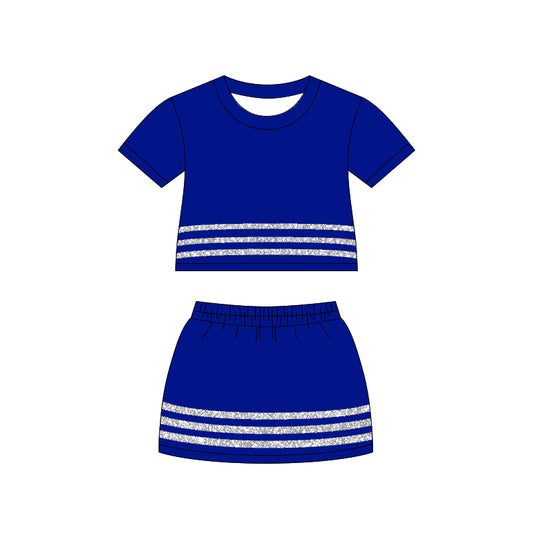 Pre order cotton royal blue skort set summer girl clothing