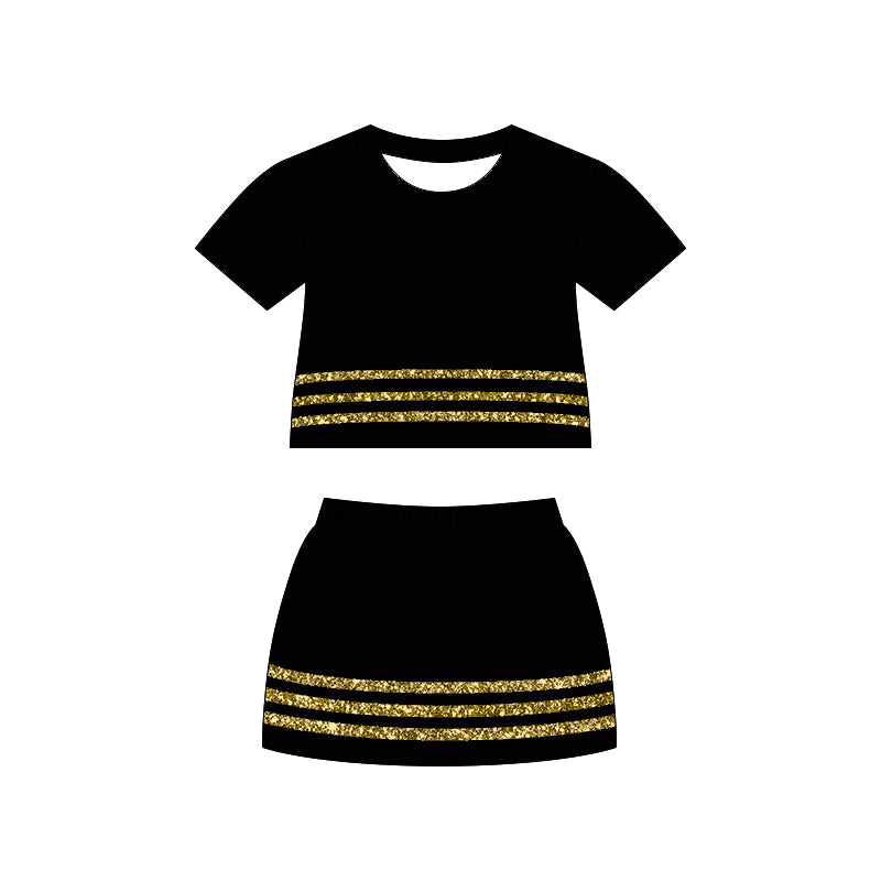 Pre order cotton black skort set summer girl clothing