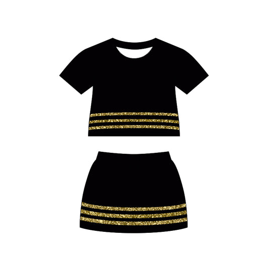 Pre order cotton black skort set summer girl clothing