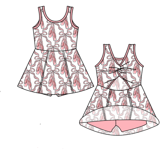 Pre order pink bow ballet athletic dress