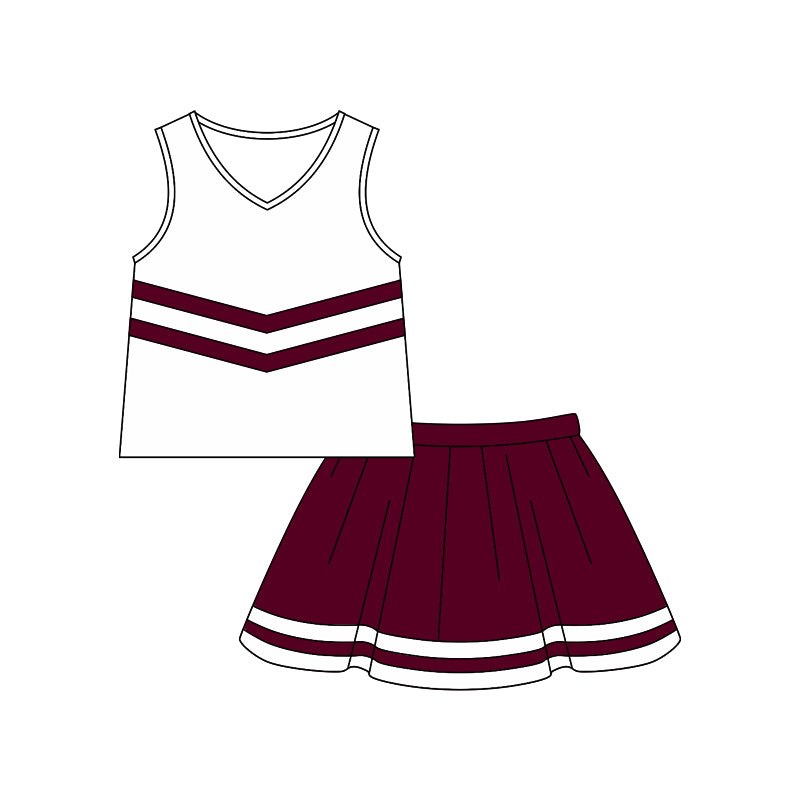 Pre order cheerleading outfit uniform set-maroon