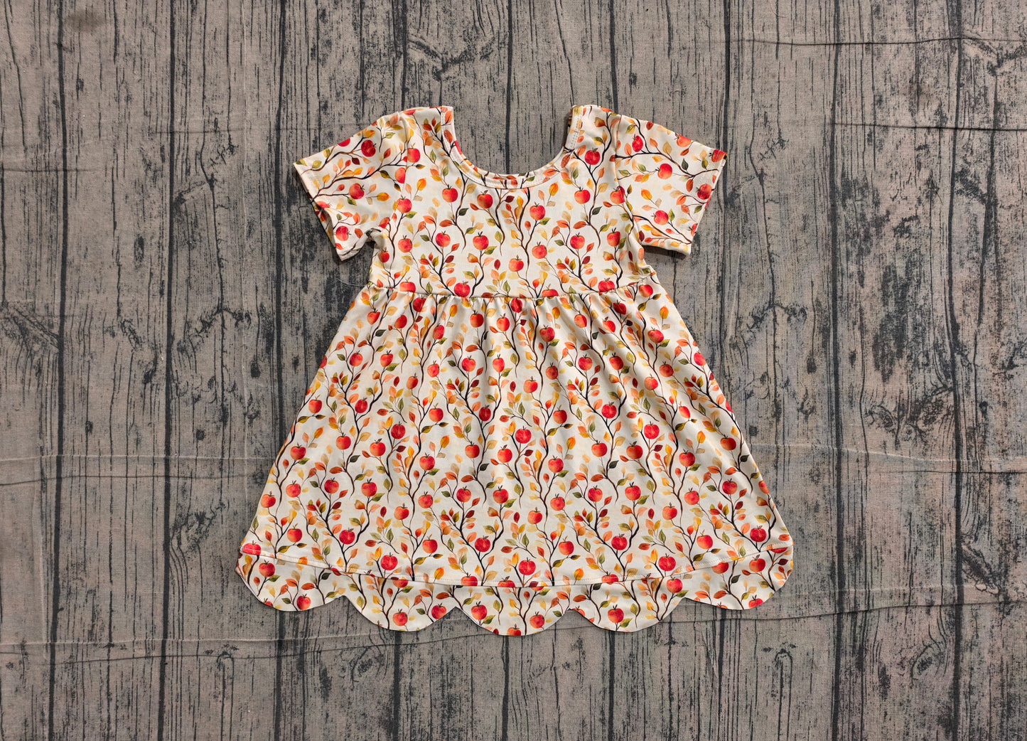 Pre order short sleeve autumn apple-grove scallop dress
