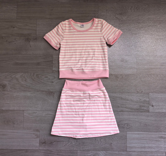 Pre order pink striped active skort set girls athletic outfit