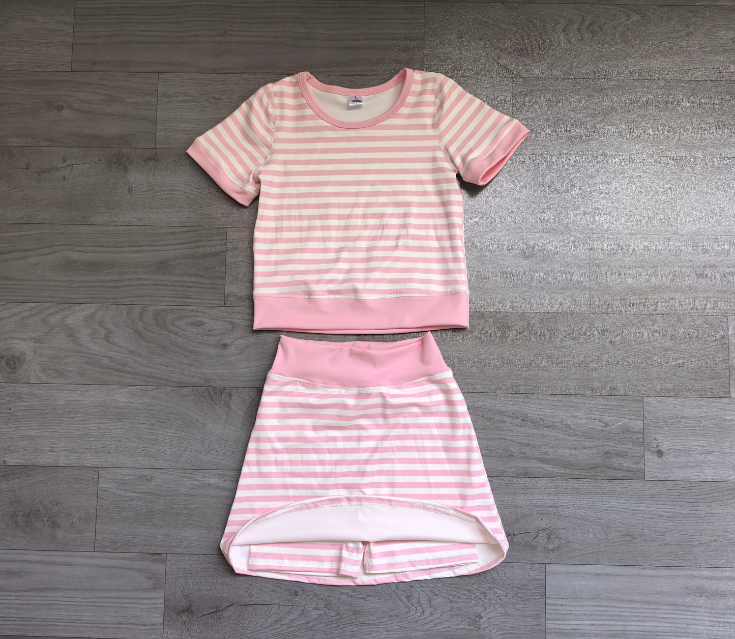 Pre order pink striped active skort set girls athletic outfit