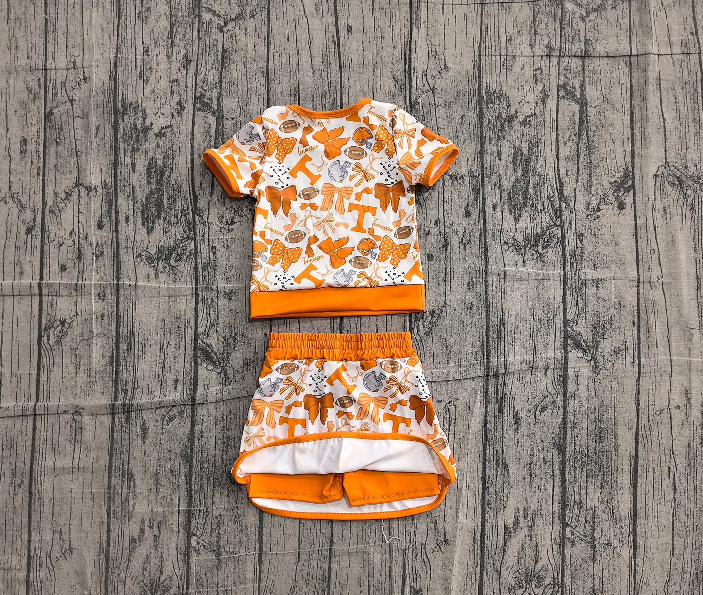 Pre order orange team T active skort set girls athletic outfit